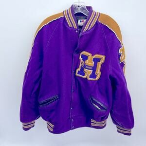 Meca 2011 Wool leather detail class choir letterman bomber jacket sz XXL